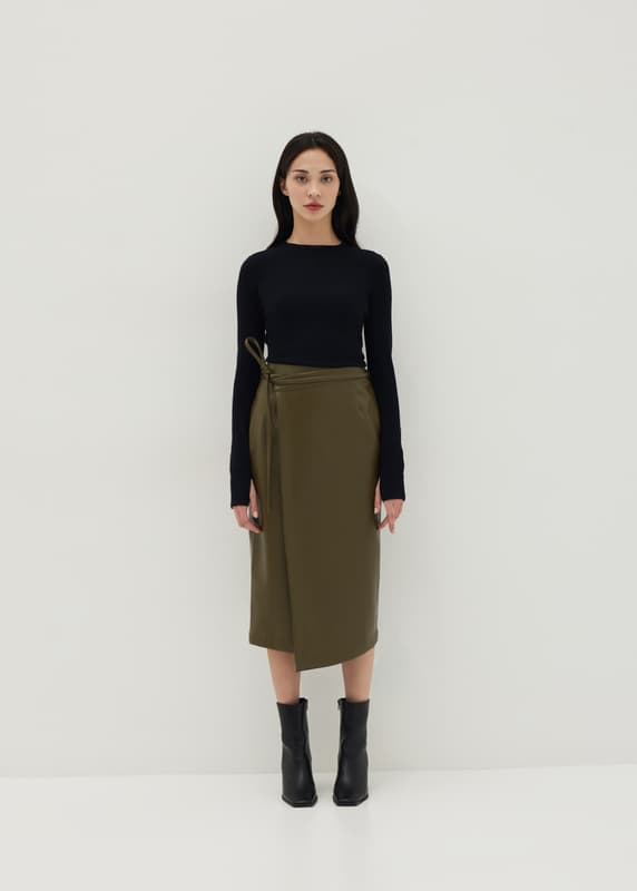 Zayla Faux Leather Wrap Skirt | Love, Bonito US