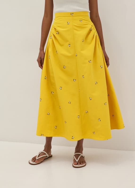 Perris Embroidered Ruched Flare Skirt | Love, Bonito US