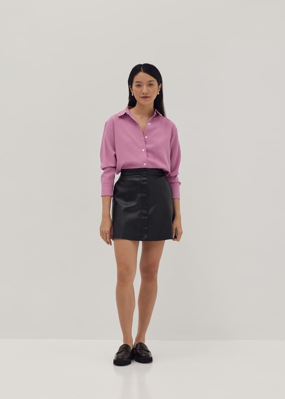 Genuine leather mini on sale skirt