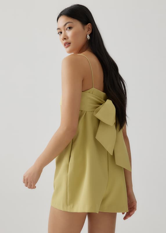 Alexandria Straight Neck Ribbon Tie Romper | Love, Bonito SG Alexandria Straight Neck Ribbon Tie Romper | Love, Bonito SG