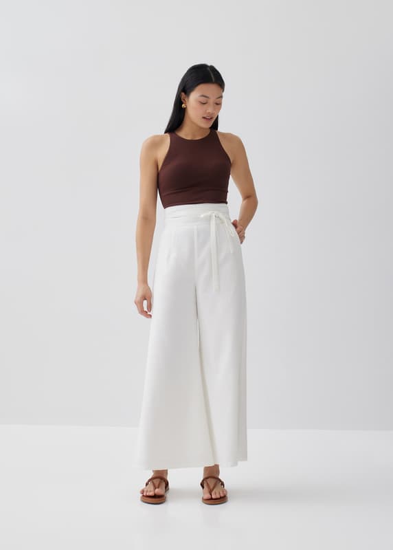 Terry Linen Wide Leg Pants