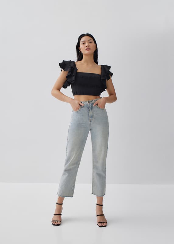 Winnie Padded Textured Bustier Crop Top | Love, Bonito US