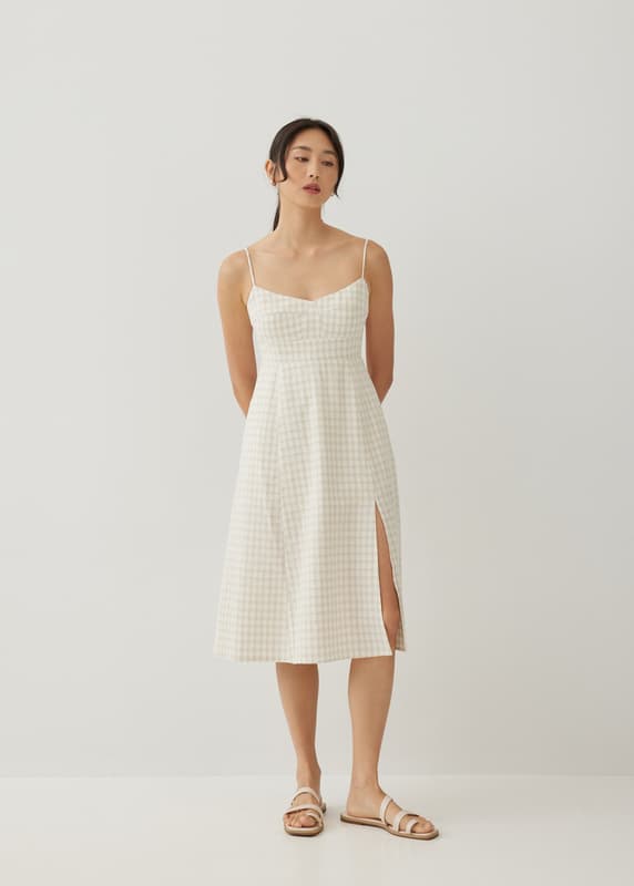 Elvira Gingham Bustier Midi Dress | Love, Bonito US