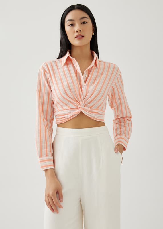 Felize Striped Twist Front Shirt | Love, Bonito INTL