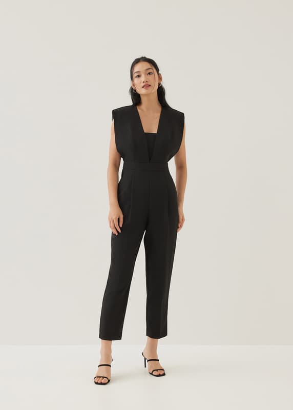 Black peg leg jumpsuit store