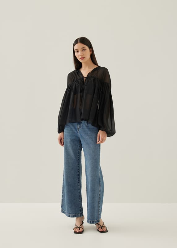 Sheer puff sleeve 2025 blouse