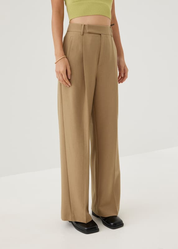 Rasha Mid Waist Tailored Straight Leg Pants