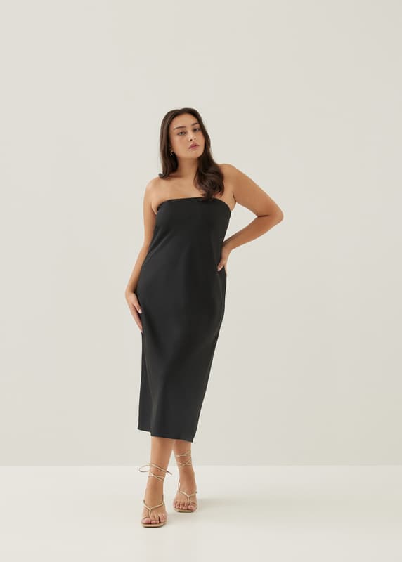 Buy Noree Padded Satin Column Maxi Dress Love, Bonito Singapore