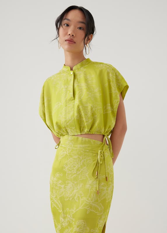 【特別訳あり特価】 Inna Love | Florals Opulent in Blouse Collar Mandarin Satin トップス