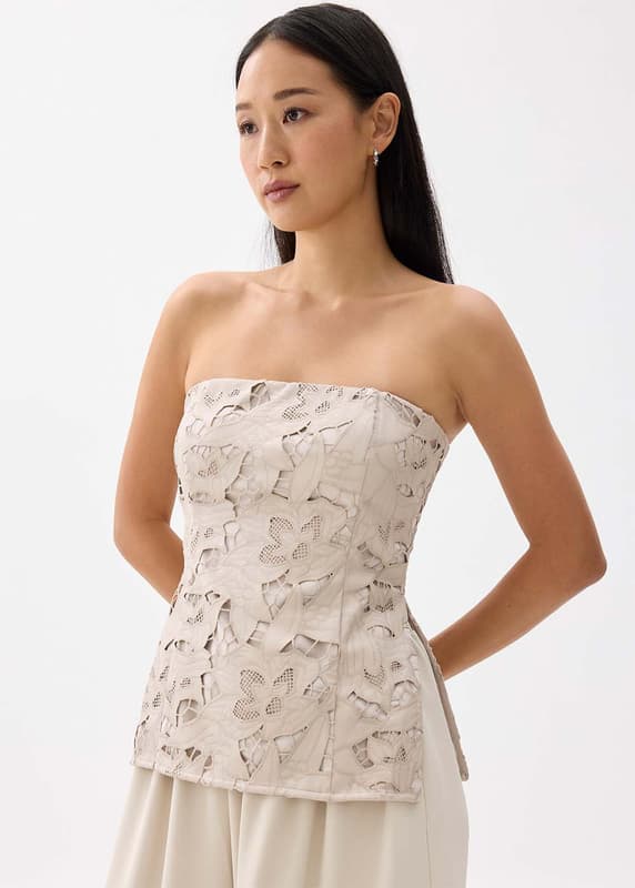 Padded Vegan Leather Lace Tube Top | Love, Bonito ID
