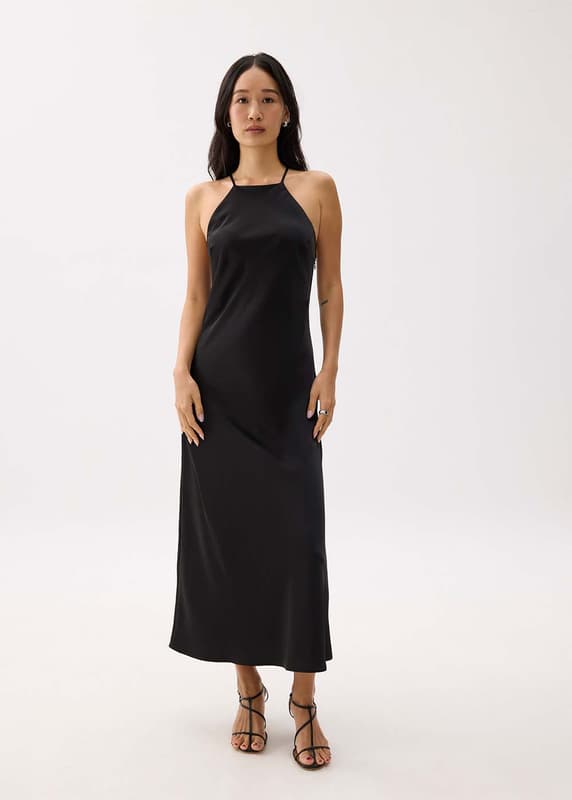 Silk Halter Neck Maxi Dress main image 1