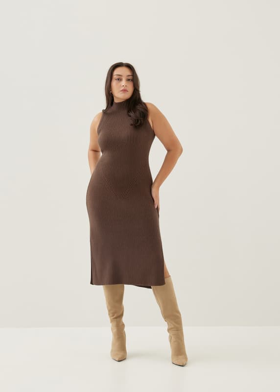 Turtleneck midi dress top
