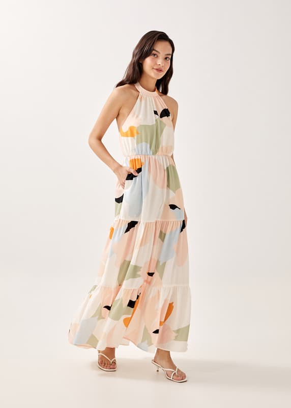 Buy Britta Halter Neck Tiered Maxi Dress in Alluring Bloom @ Love ...