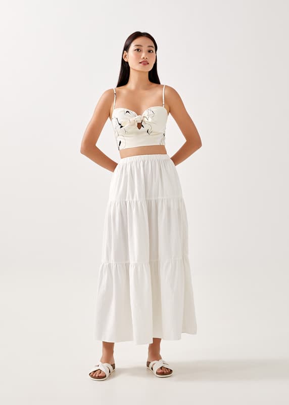 Buy Bylia Linen Elastic Waist Tiered Skirt Love, Bonito Hong Kong