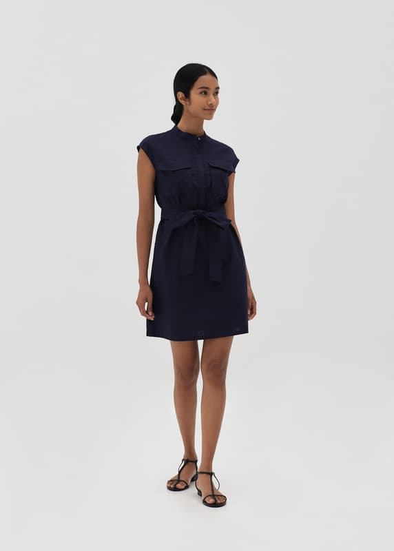 Riana Linen Button Down Dress Love, Bonito ID