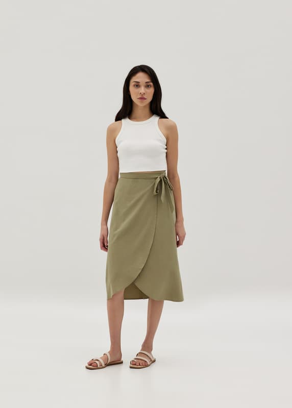 Buy Calista Linen Wrap Column Skirt @ Love, Bonito Singapore | Shop ...