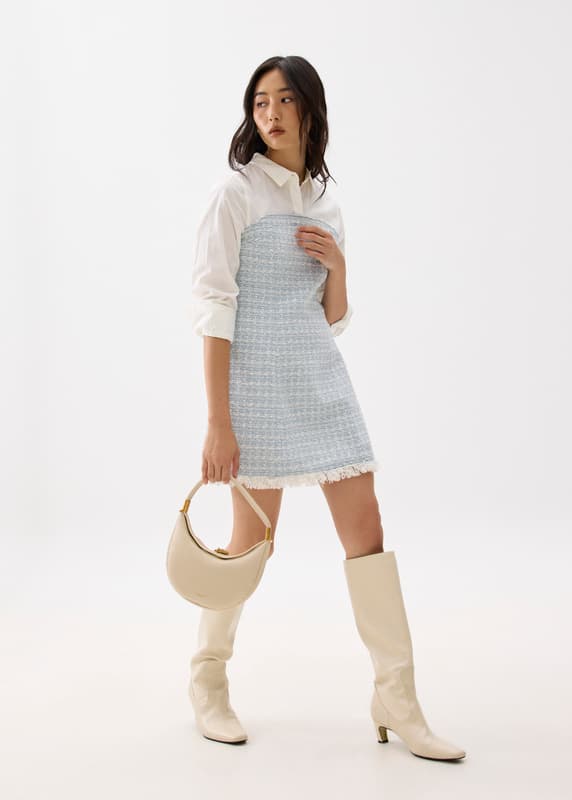 Tweed Cotton A-line Mini Dress | Love, Bonito US Tweed Cotton A-line Mini Dress | Love, Bonito US