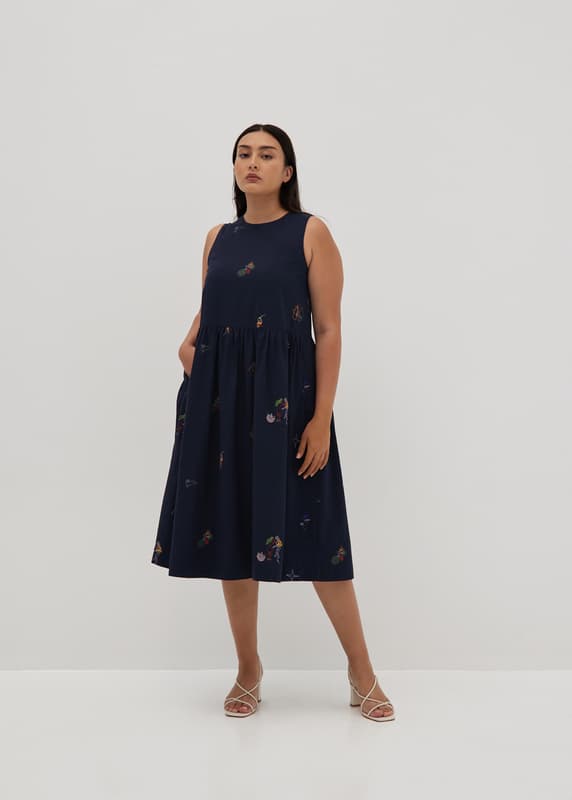 Daphne Embroidered Trapeze Dress in Humble Abode Love, Bonito Philippines