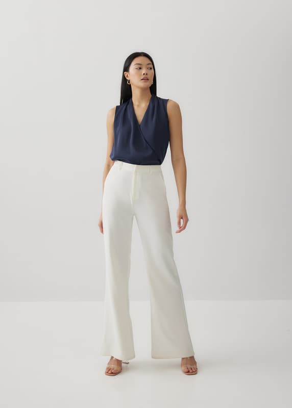 Fleur Satin Front Wrap Blouse