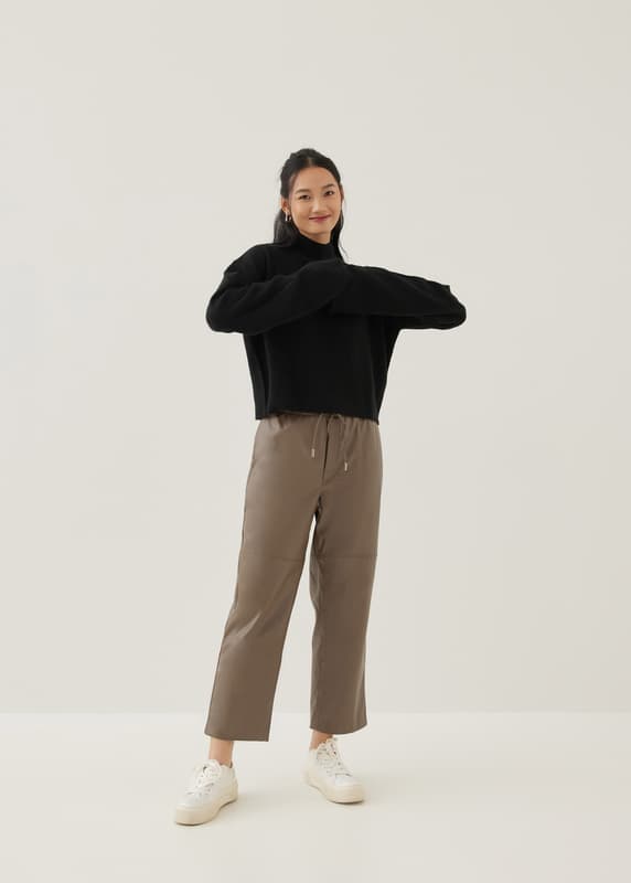 Kadence Elastic Pleather Straight Leg Jogger