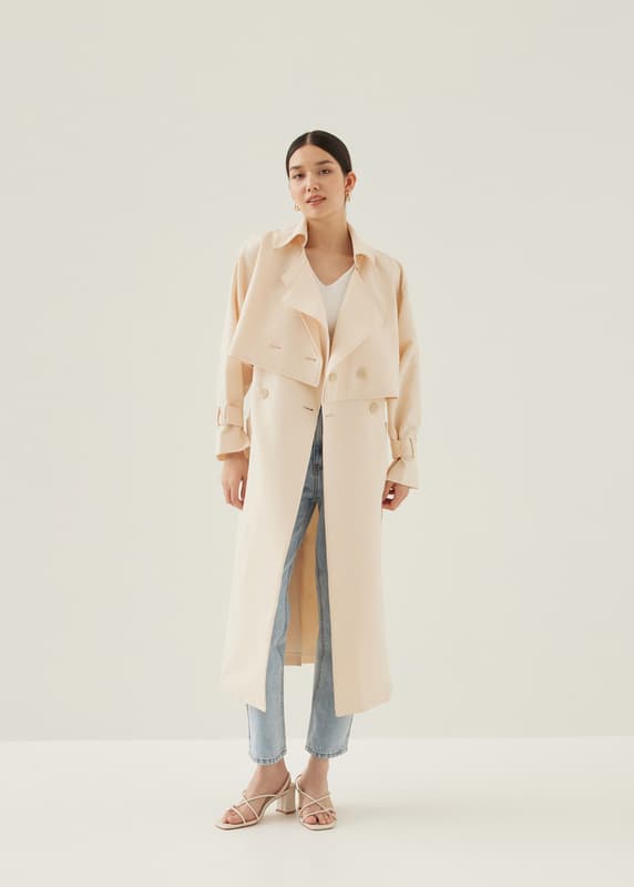Buy Dottie Button Down Midi Trench Coat Love Bonito Singapore