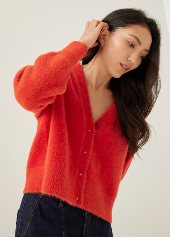 Gayla Fuzzy Knit V-neck Cardigan