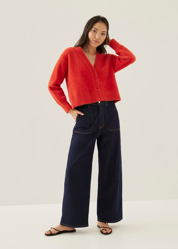 Gayla Fuzzy Knit V neck Cardigan