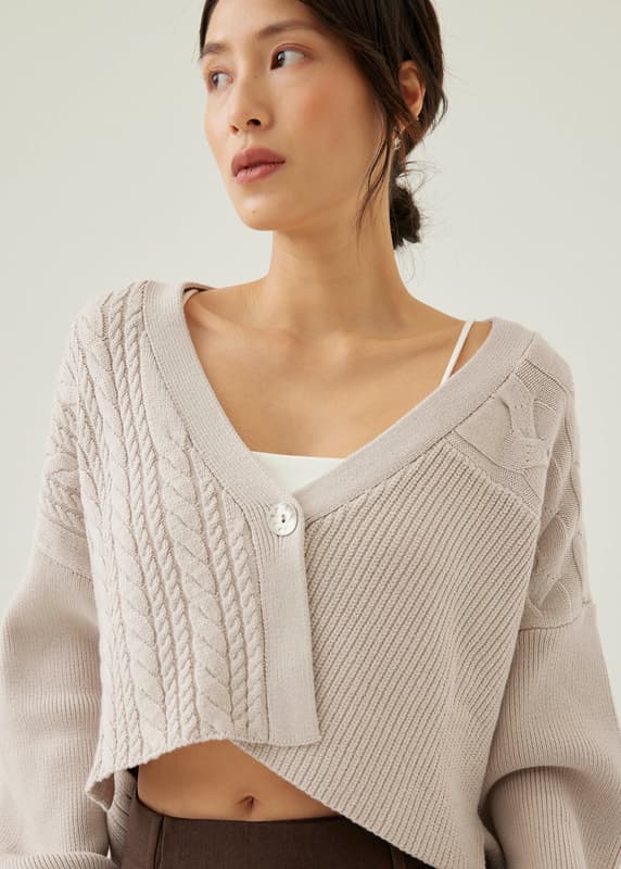Ellina Crop Knit Cardigan | Love, Bonito INTL