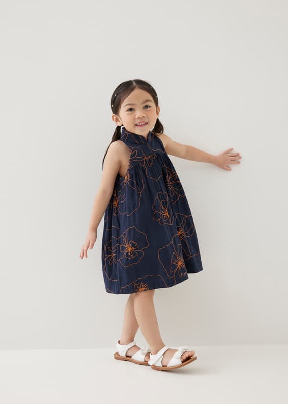 Melati Embroidered Babydoll Mini Dress in Rekindled Blooms