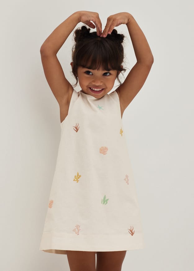 Sherry Cotton Shift Dress in Tidal Daydream