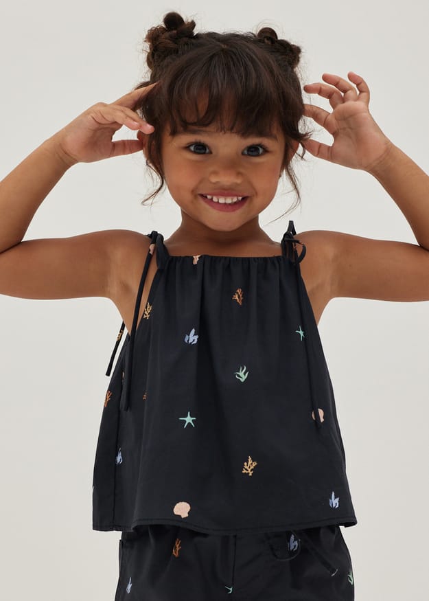 Calaena Tie Shoulder Camisole in Tidal Daydream
