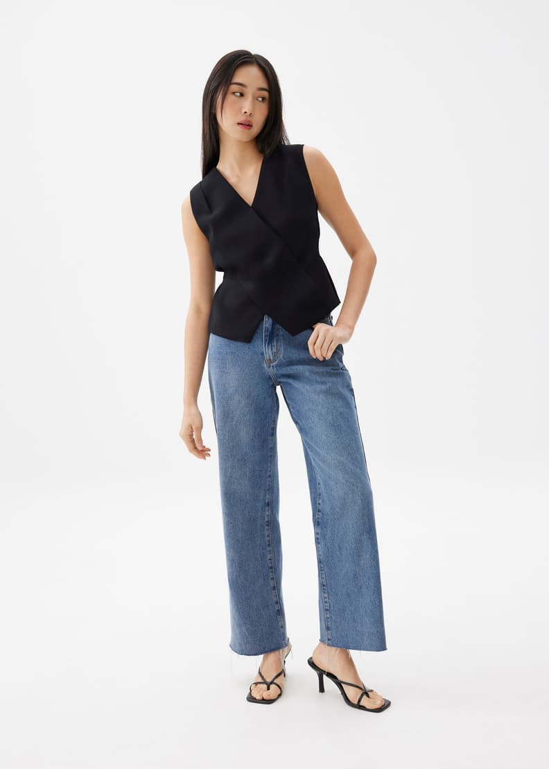 Mae Tailored Cross Over Top | Love, Bonito SG