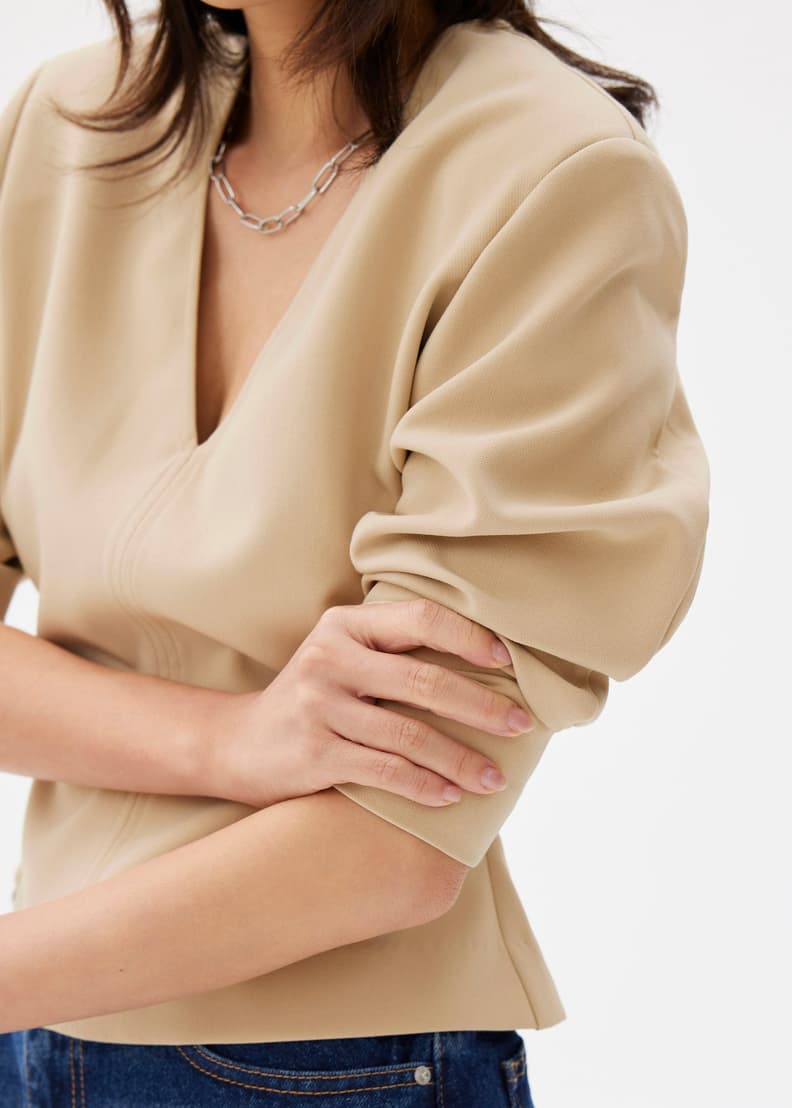 Moon Shoulder Padded V-neck Top | Love, Bonito US