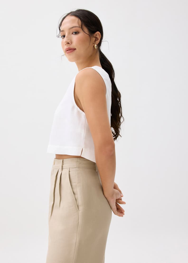 Liana Linen Crop Shell Top | Love, Bonito US