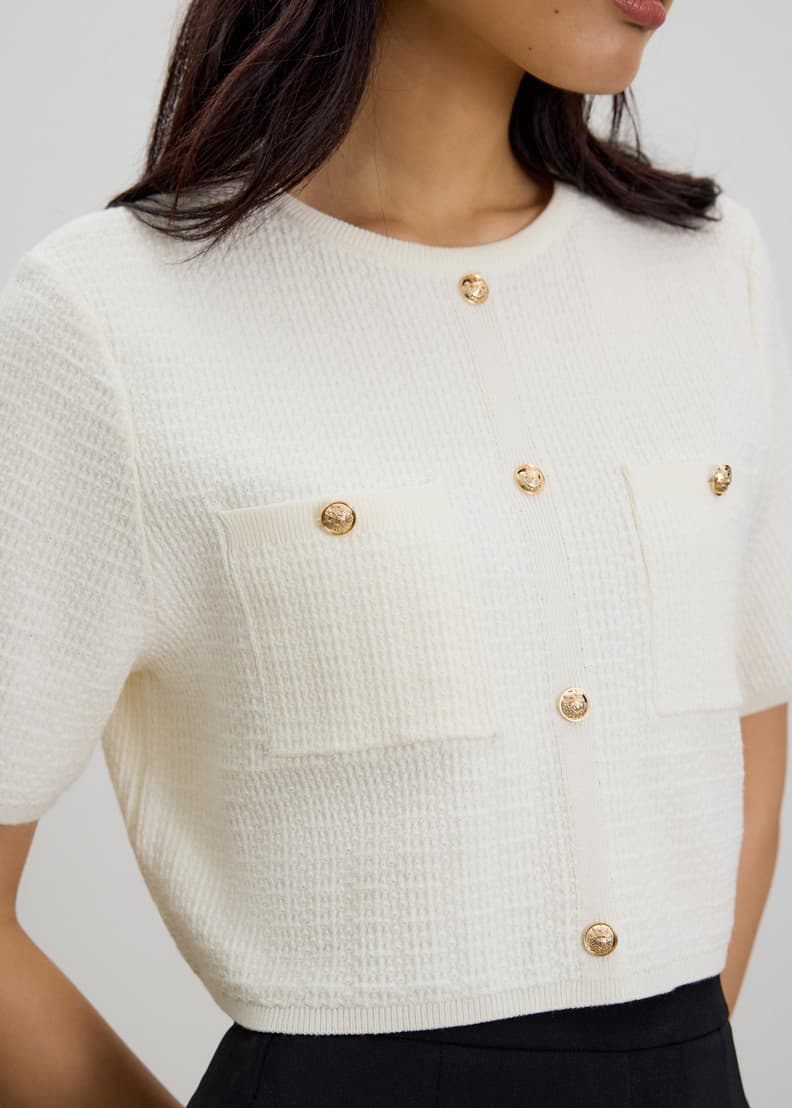 Yoko Textured Knit Boxy Top | Love, Bonito SG