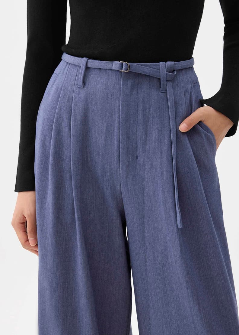 Leggy™ Mayumi Elastic Pleated Wide Leg Pants | Love, Bonito SG