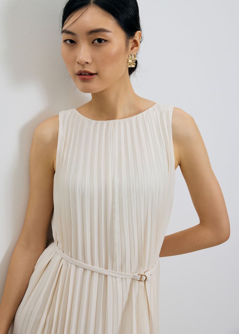 Luna pleats mini dress ivory【新品未使用店舗購入品】 ANDMARY】Luna pleats mini dress