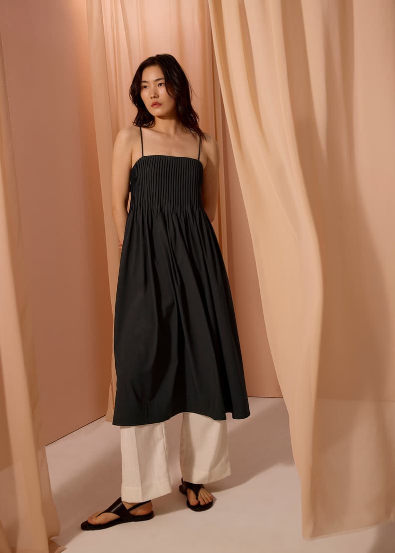 Chalita Pintuck Camisole Trapeze Midaxi Dress | Love, Bonito SG