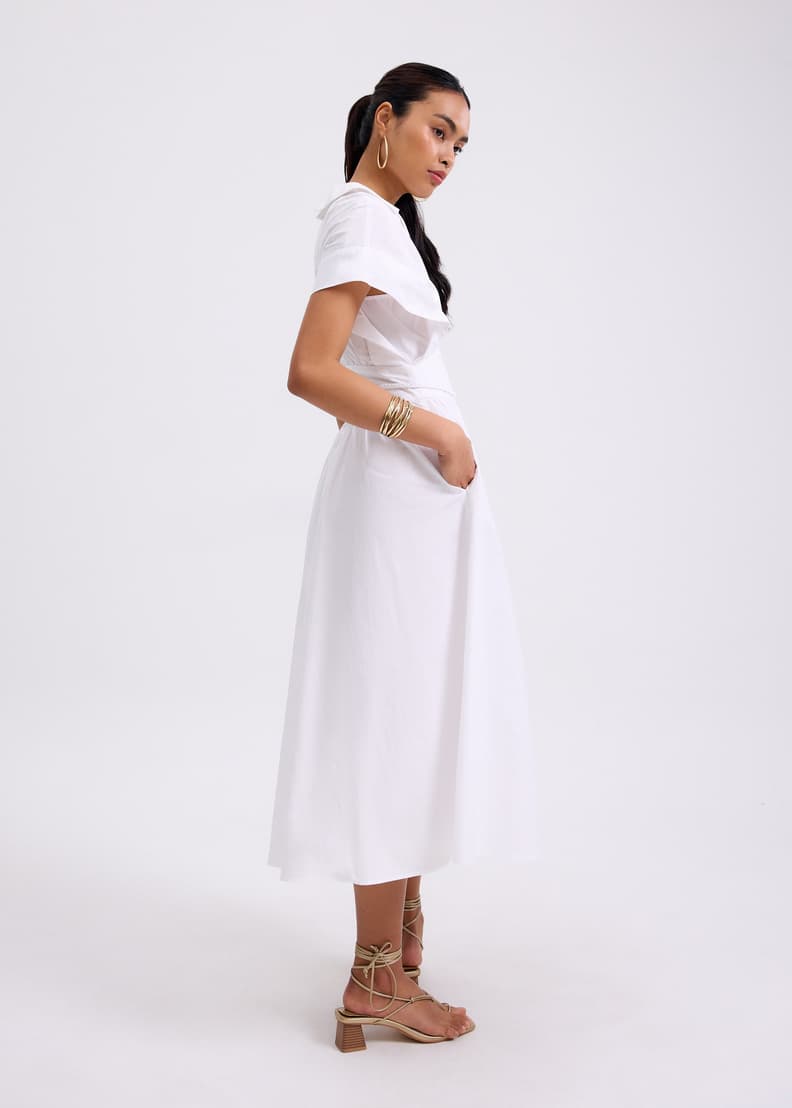 【新品未使用】Dahlia Belted Dress S Dahlia Poplin Fit & Flare Midaxi Dress | Love, Bonito SG