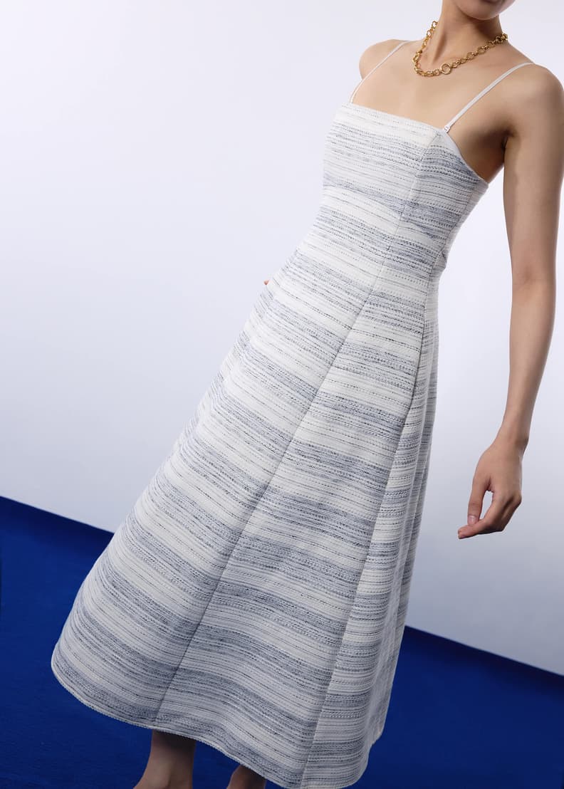 Emma Padded Multi-way Jacquard Tweed Fit & Flare Midaxi Dress