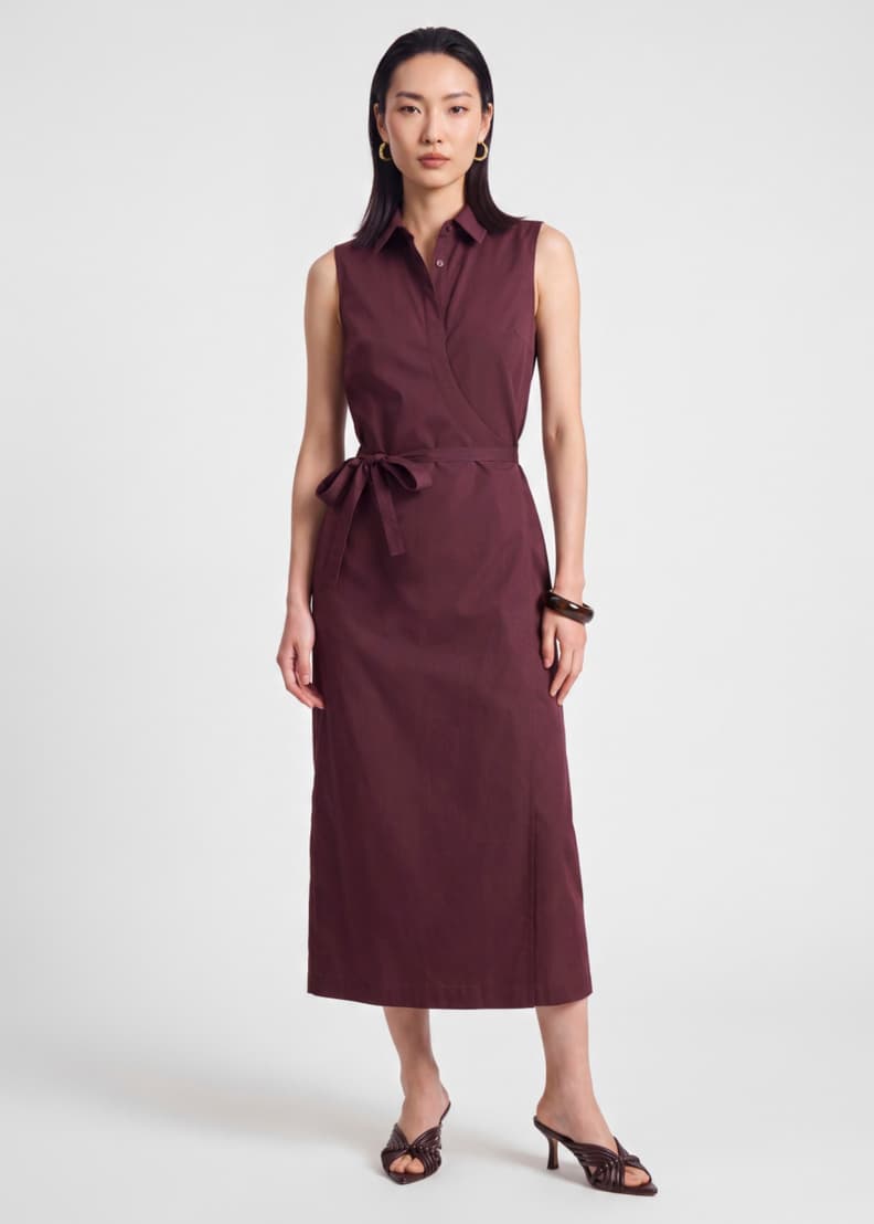 Collared Wrap Column Dress