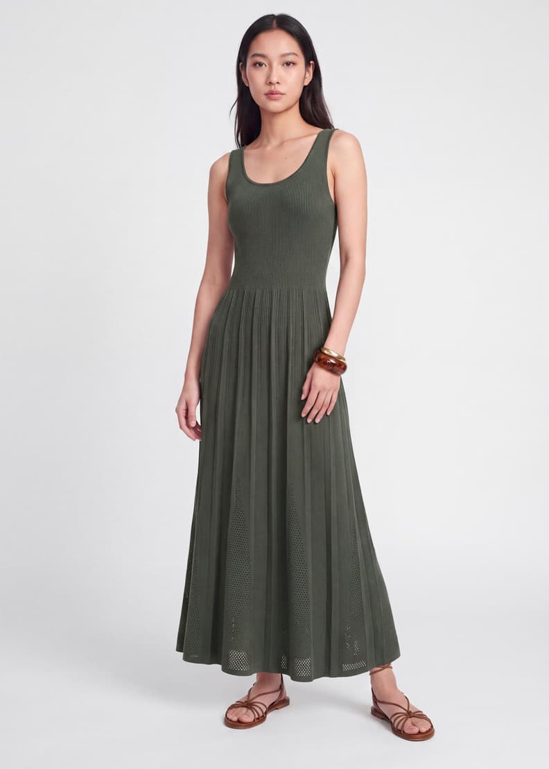 Pointelle Knit Fit & Flare Dress