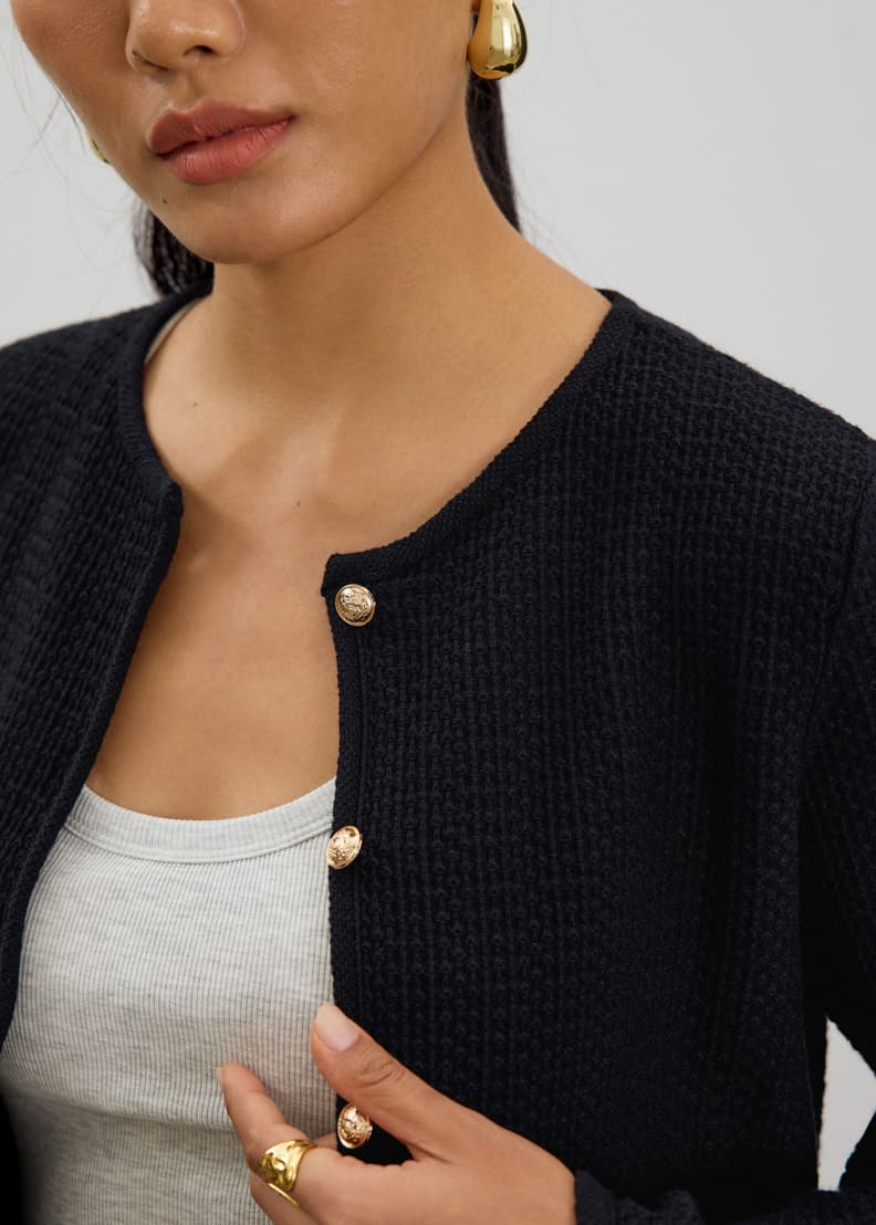 Yohan Textured Knit Cardigan | Love, Bonito HK