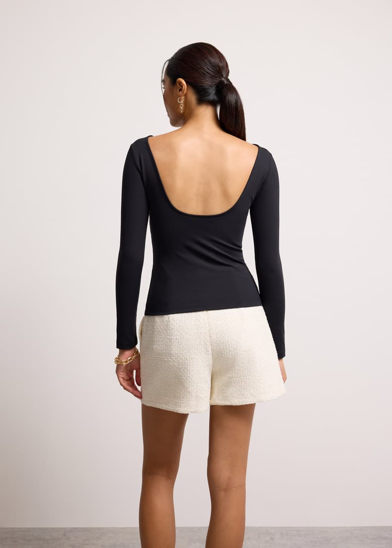Xinyi Padded Jersey Boat Neck Fitted Tee | Love, Bonito SG