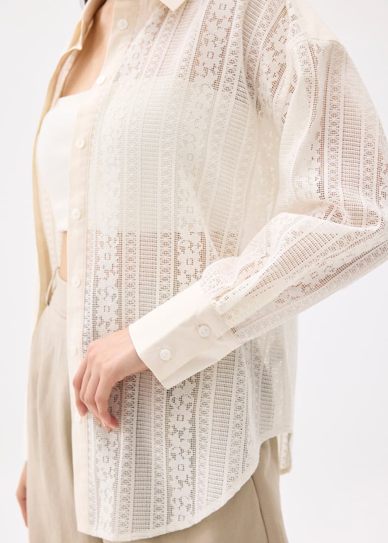 美品★ CHEMICAL LACE OVER SHIRT Relaxed Lace Collared Shirt | Love, Bonito US