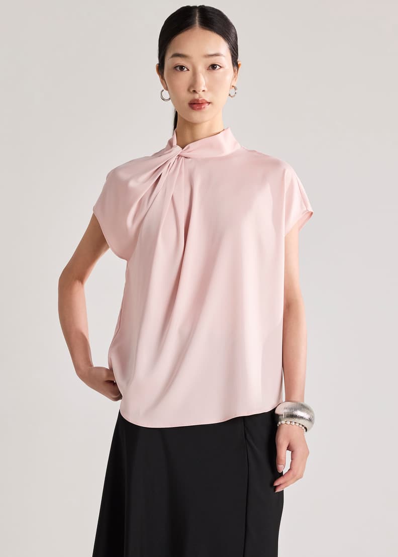 Satin Drape Collared Blouse