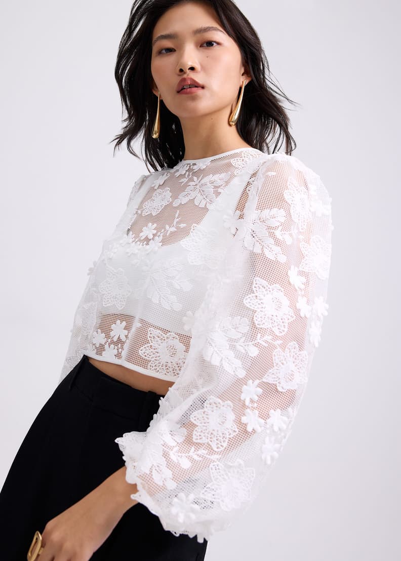 PUFF EMBROIDARY LACE BLOUSE Ameri 新宿　限定 PUFF EMBROIDARY LACE BLOUSE