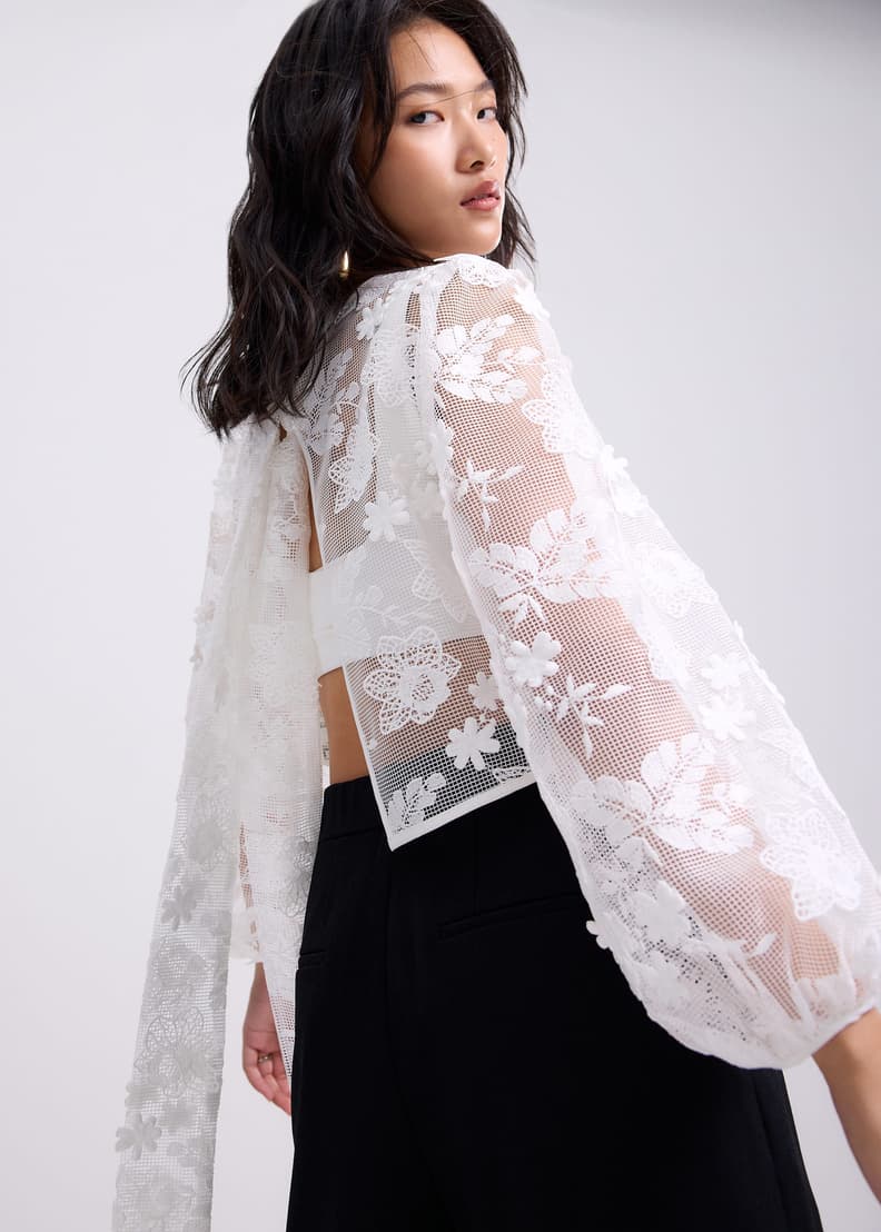 【新品】OHOTORO＊Scallop Puff Blouse Flower Bomb Organza Puff Sleeve Blouse – ChicCityVintage