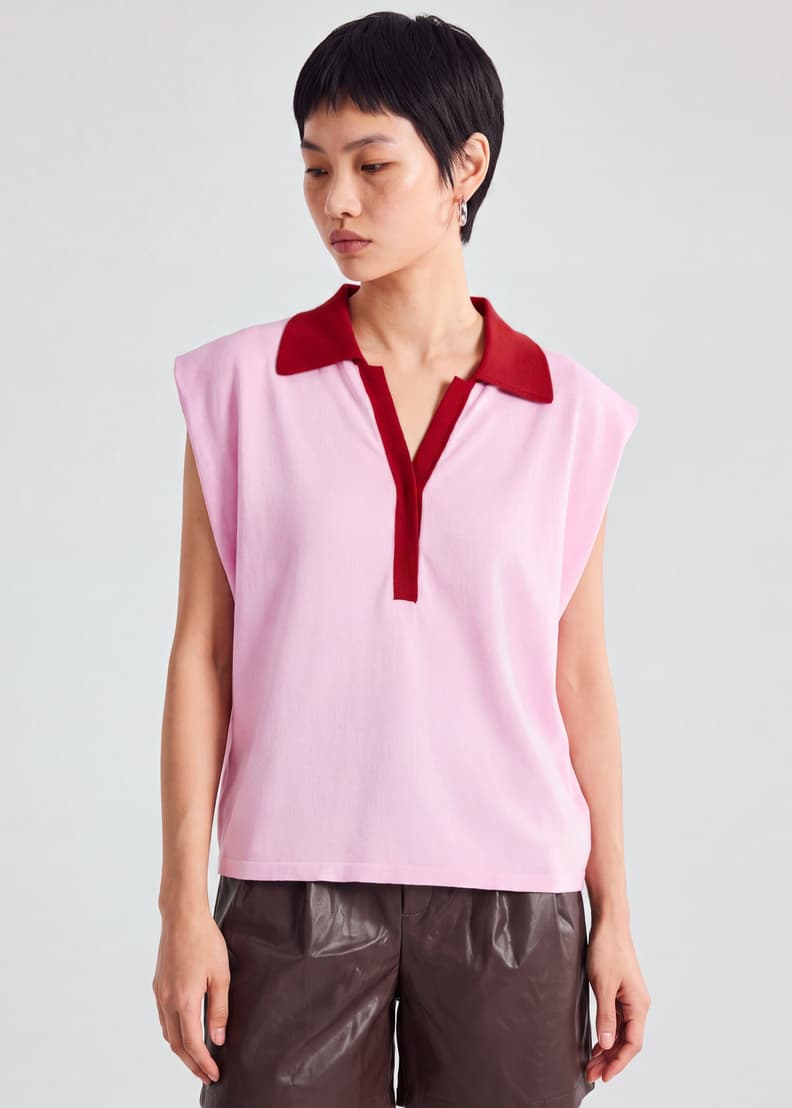Contrast Collared Muscle Tee