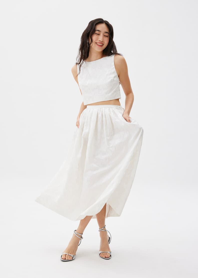 Jacquard Boat Neck Crop Shell Top | Love, Bonito US